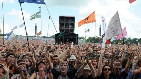 A crowd at Glastonbury Festival