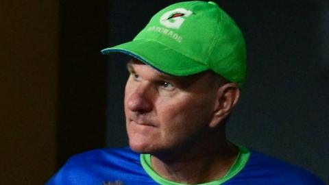 Grant Bradburn looks intense while in charge of Pakistan at the 2023 World Cup