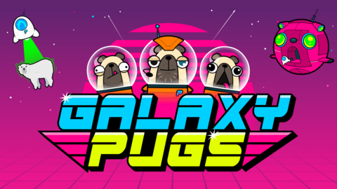 Galaxy Pugs game logo and characters