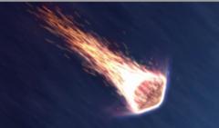 Artwork showing the Nasa probe re-entering the atmosphere with gasses burning around it 