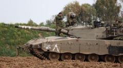 Un char de l'armée israélienne sur le terrain