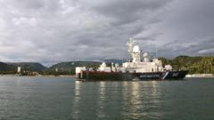 российский корабль в Абхазии