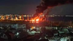 Предполагаемые кадры атаки на порт в Феодосии