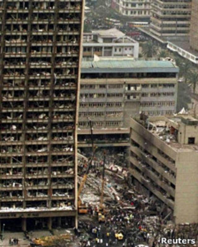 Посольство США в Найроби после взрыва, 1998 год