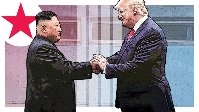 Иллюстрация - встреча Трампа и Кима