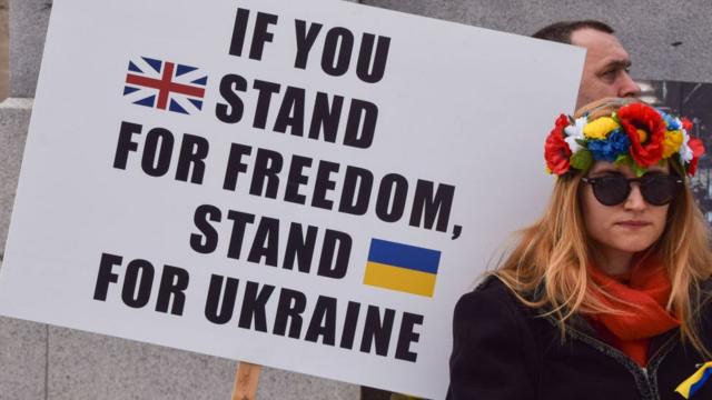 Девушка с плакатом: "За свободу, за Украину"