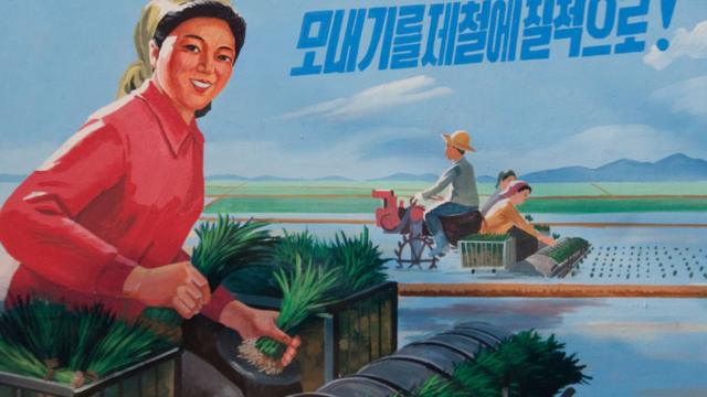 Пропагандистский плакат в Северной Корее