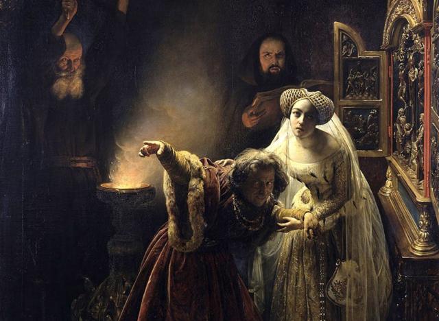 Фрагмент картины французского художника Франсуа-Огюста Биара "Экзорцизм короля Карла VI"
