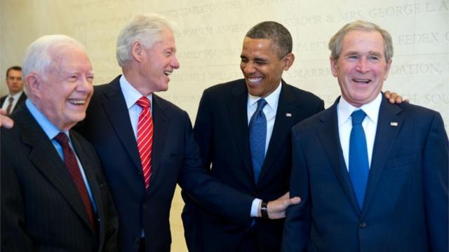 Экс-президенты США: Джимми Картер, Билл Клинтон, Барак Обама и Джордж Буш-младший