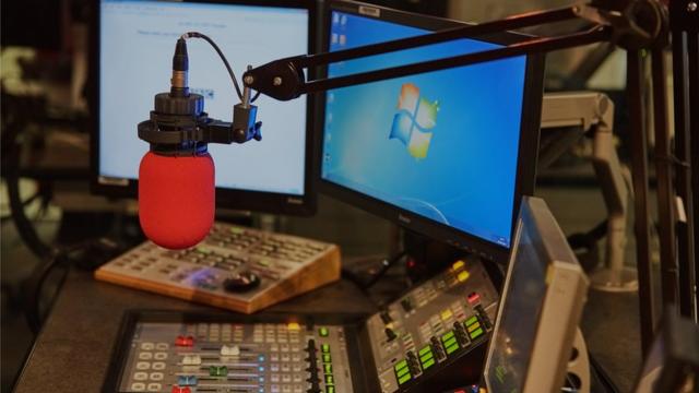 BBC Studio mic and desk