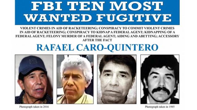 Каро Кинтеро был в списке "10 самых разыскиваемых беглецов" ФБР