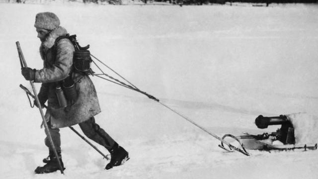 Финский пулеметчик во время Зимней войны с СССР (1939-1940 гг.)