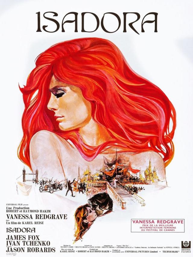 Рекламный плакат к фильму "Айседора" о балерине Айседоре Дункан. В главной роли - Ванесса Редгрейв.