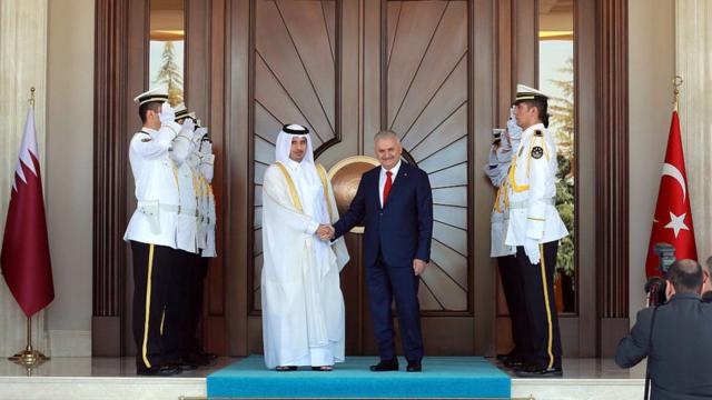 Премьер-министры Катара и Турции на встрече в 2016 году