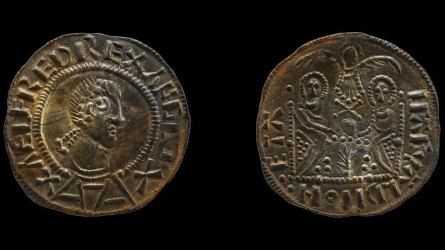 Монета с надписью 'Aelfred Rex Anglo'