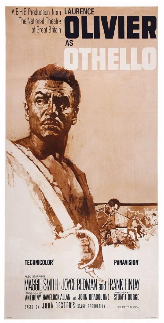 Рекламный плакат к киноверсии спеектакля Национального театра "Отелло" с Лоуренсом Оливье в главной роли. 1965 г.