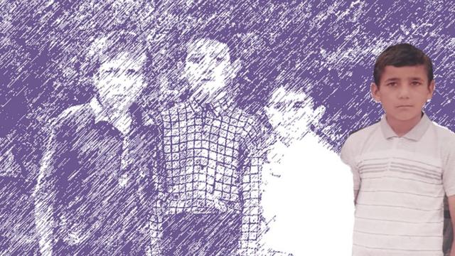 Коллаж из фото и рисунка - группа из четырех детей, где отдельно выделен герой истории Эльвин Джафаров
