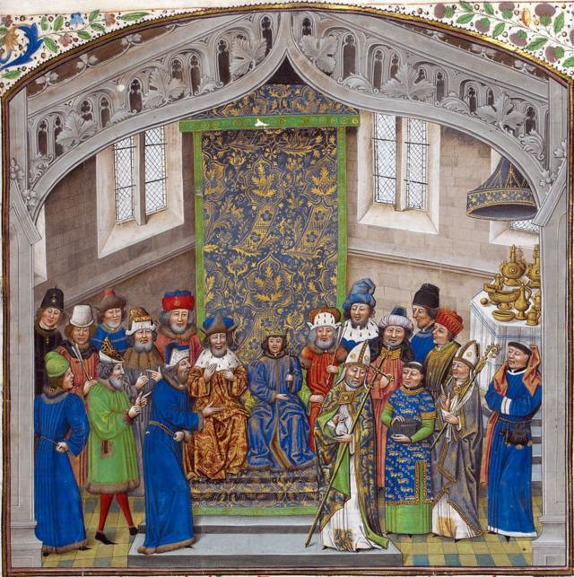 Коронация Ричарда II. Миниатюра Жана де Ваврина из "Английских хроник", XV век