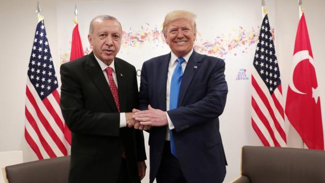 Дональд Трамп и Реджеп Тайип Эрдоган в Осаке 29 июня 2019 года