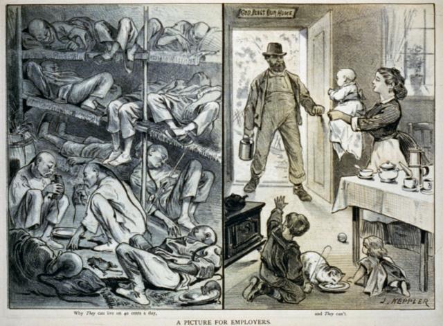 Карикатура конца XIX века, изображающая курильщиков опиума, поедающих крыс
