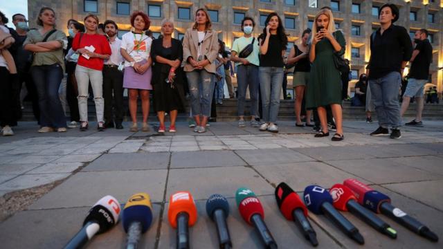 Акция протеста журналистов в Тбилиси