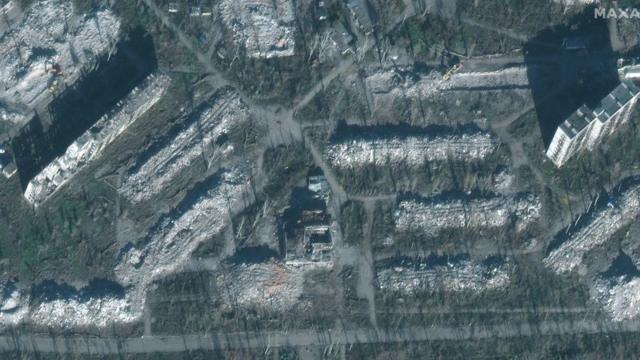 Снесенные жилые дома в Мариуполе, спутниковый снимок