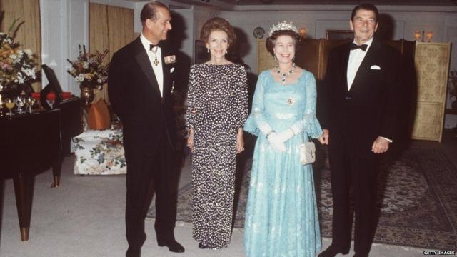 Елизавета II, принц Филипп, Рональд и Нэнси рейган