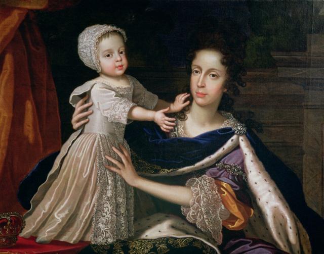 Мария Моденская с сыном.