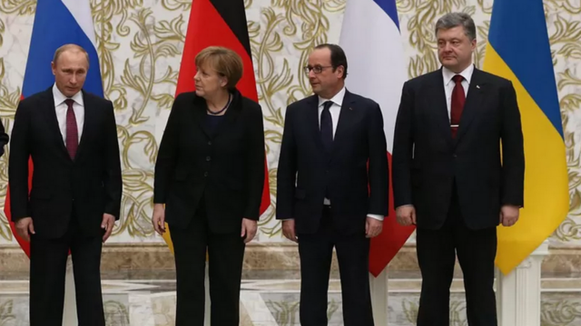 Путин, Меркель, Олланд, Порошенко