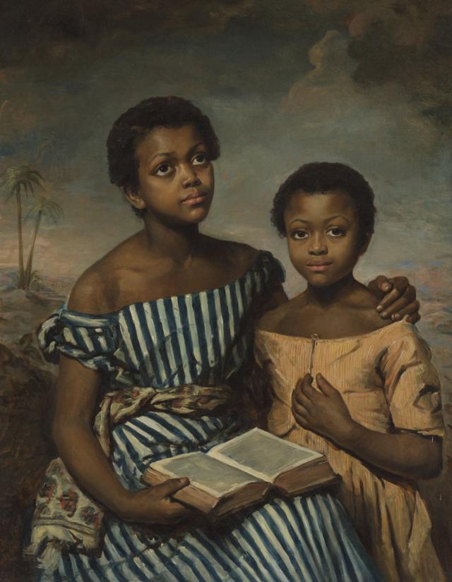 Картина Эммф Сойер: "Двое детей с книгой"