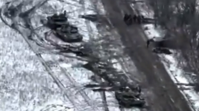 Кадры, снятые украинским военным дроном