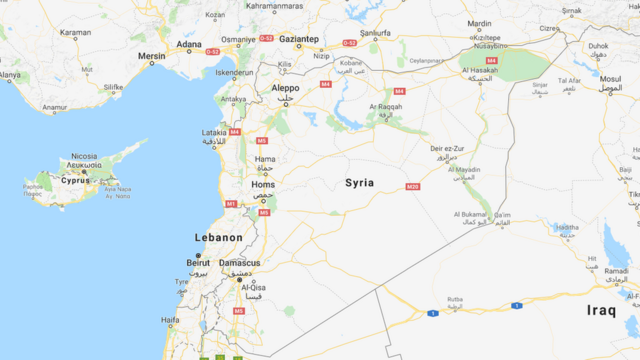 Так выглядит территория Сирии на карте Google Maps