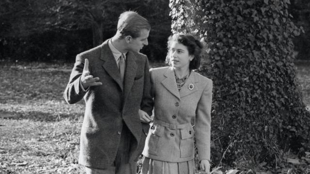 Queen and Prince Philip on honeymoon