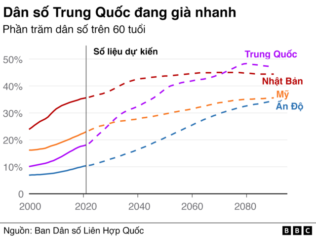 Biểu đồ dân số già Trung Quốc