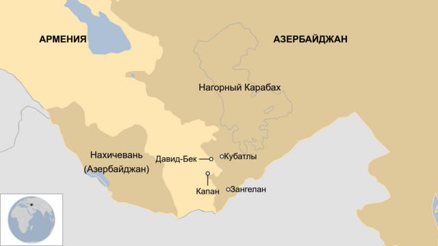 Карта юга Армении