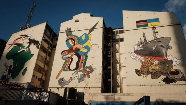 Мурал українсько-кенійської дружби Grains of Culture ( "Зерна культури") в Найробі намалювали українські та кенійські художники у березні 2023 року