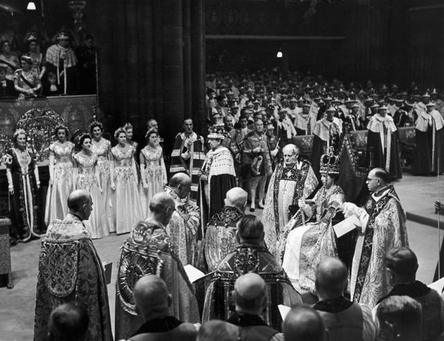 Черно-белая фотография, коронация Елизаветы II