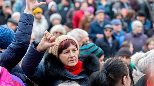 Protesters in Chisinau