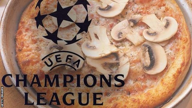 Пицца с логотипом Лиги чемпионов