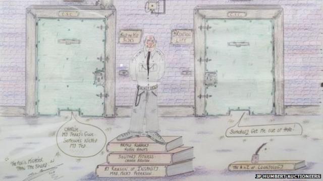 Рисунок, охранник около тюремных дверей