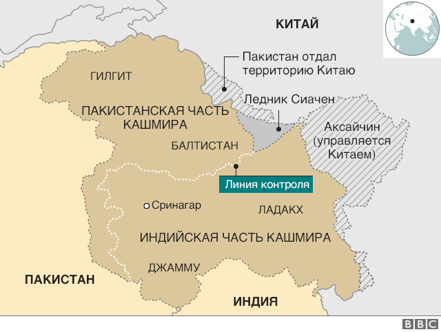 карта Кашмира