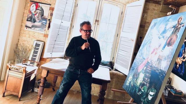 David Ditchfield in his studio painting