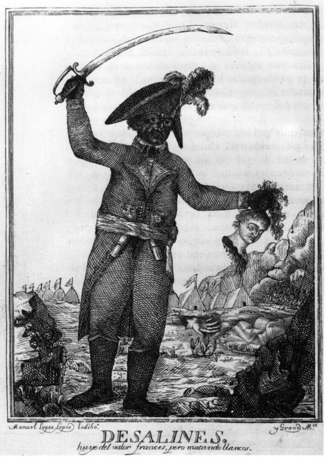 Dessalines a suivi l'exemple de la Révolution française, mais sans utiliser de guillotines