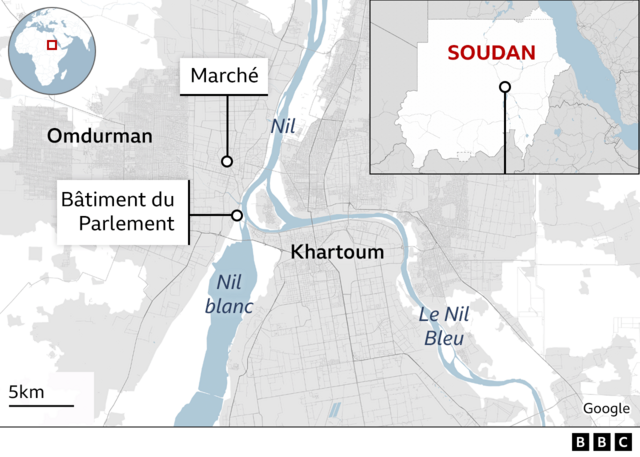 Carte d'Omdurman et de Khartoum