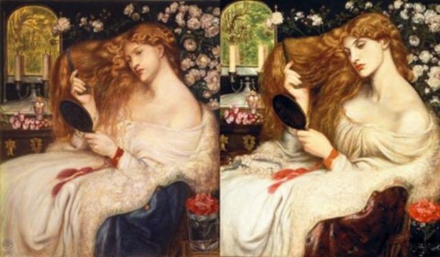 Dante Rossetti pintou a Lilith originalmente em 1886 com o rosto de Fanny Cornforth e em 1872-1873 trocou o rosto pelo de Alexa Wilding (à dir).