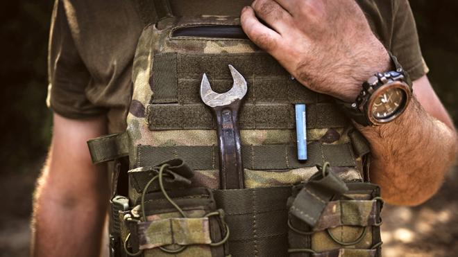 Ukrainian serviceman's equipment are seen near Vuhledar frontline amid Russia-Ukraine war in Donetsk Oblast, Ukraine on July 01, 2023