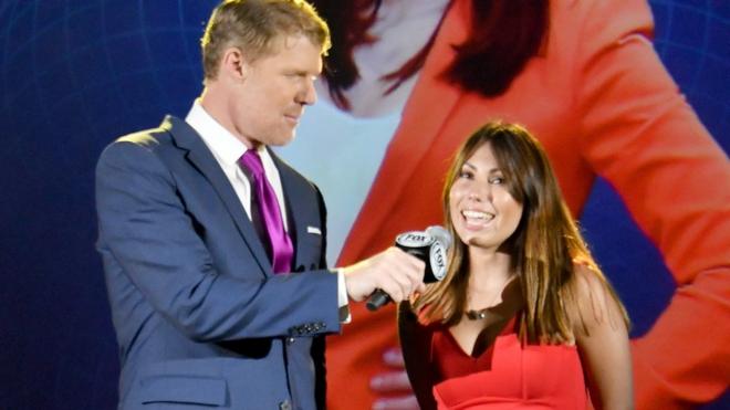 Former USA footballer Alexi Lalas and Maria Komandnaya at the Fox Sports 2018 Fifa World Cup Celebration