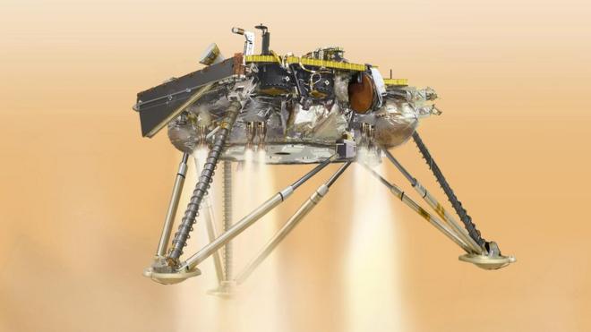 Иллюстрация посадки "Инсайта" на марс