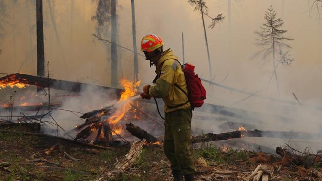 тушение пожара в Якутии