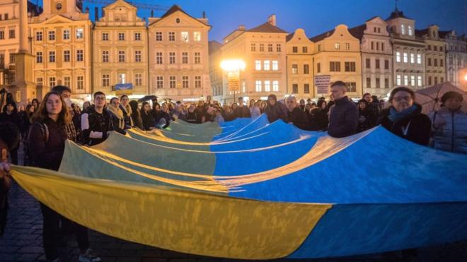 демонстрация за Украину в Праге